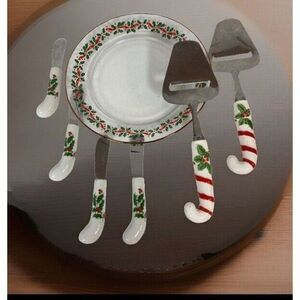 All the Trimmings Stainless Steel Slicer, Spreader & Plate cheese set Vtg Japan